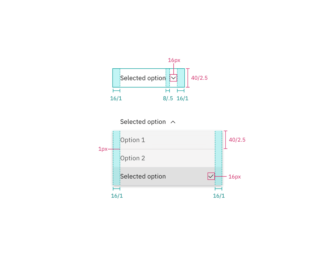 Structure and spacing for inline dropdown